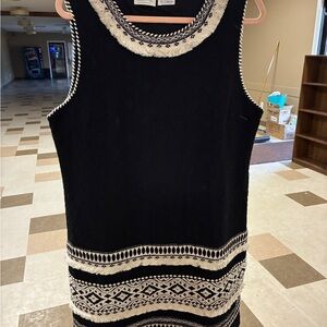 Anthropologie Black and Cream Patterned Mini Dress